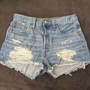Levi's Light Blue Distressed Jean Shorts